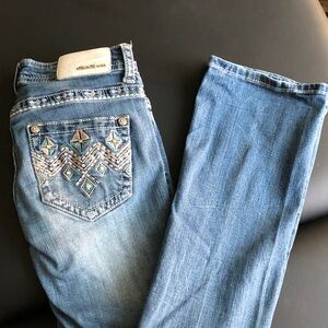 Grace Light Blue Embroidered Boot Cut Jeans Size 26